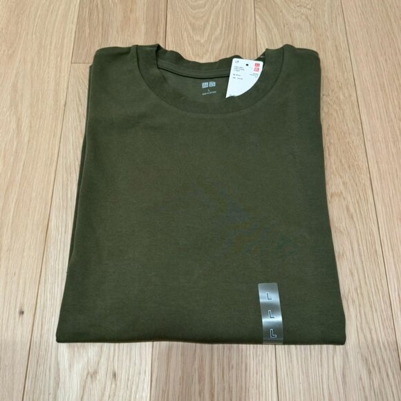 *SOLD* Uniqlo Olive 56 Long Sleeve Crew Neck T-Shirt 100% Cotton LARGE - Picture 4 of 4